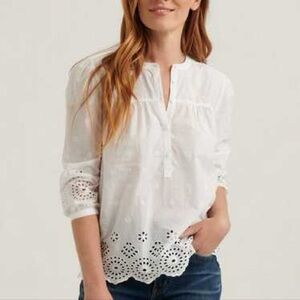Lucky Brand White Eyelet Blouse